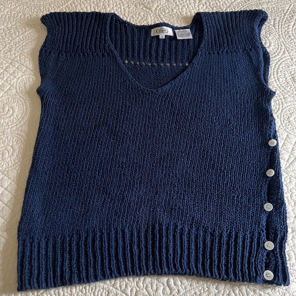 Vintage Deep Blue Sleeveless Sweater Vest - Picture 1 of 9